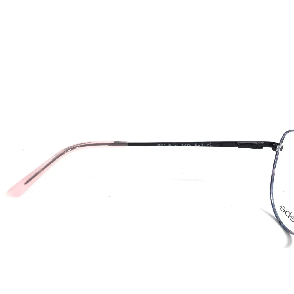Bebe Eyeglasses Frames BB5207 001 JET FLORAL Black Blue Pink Cat Eye 53-16-140